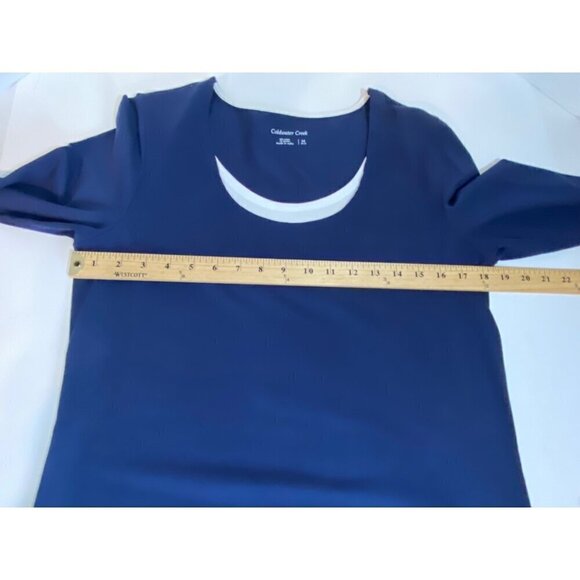 Coldwater Creek Blue & White Layered Look Top Stretchy Women's Size Medium - Picture 7 of 9